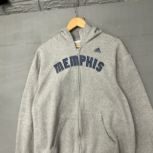 Adidas Memphis Full Zip Hoodie Sweatshirt Grey Athletic Logo Size L